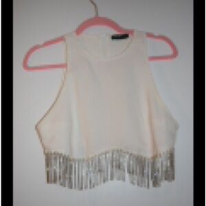 White Fringe Top